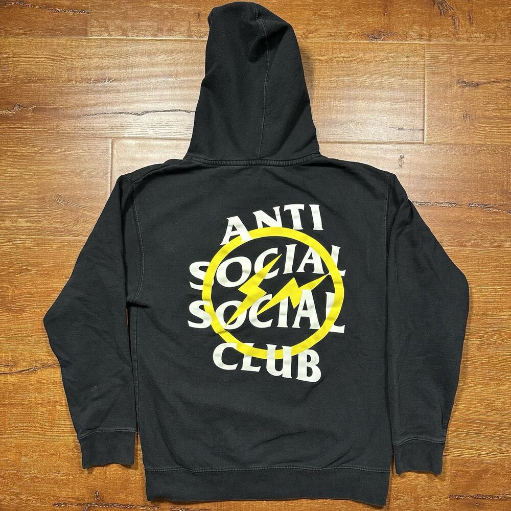 Anti Social Social Club X Fragment Hoodie Sweater Men M Black Sweatshirt Limited
